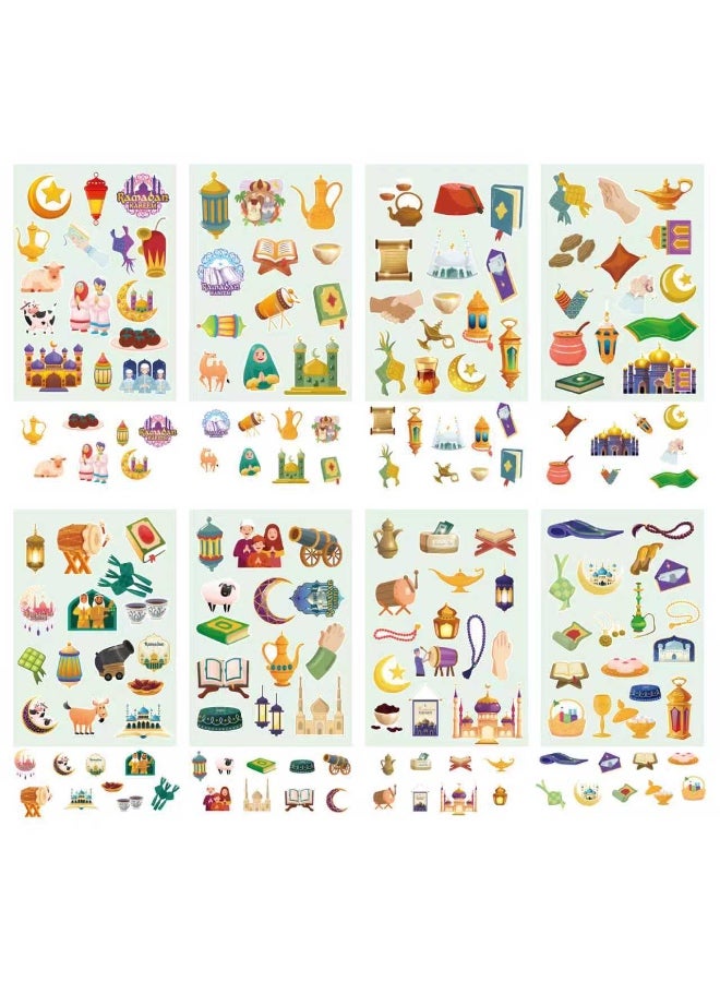 16 PCS Islamic Stickers Ramadan Eid DIY Stickers for Kids Crafts Gifts, Eid Mubarak Stickers for Scrapbooking Bullet Journal Decal, Islamic Floral Moon Star Mosque Stickers Ramadan Kareem - Image 4
